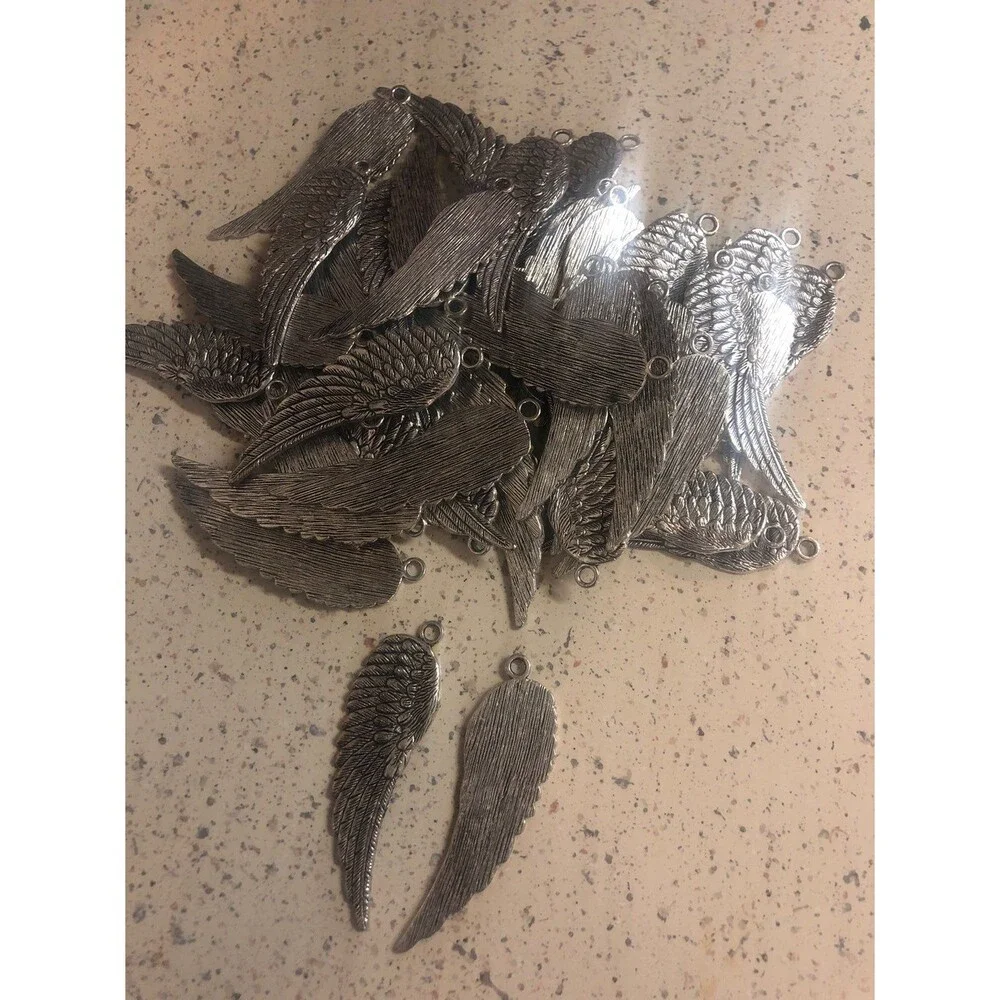 52 Angel Wing Feather Metal Charms